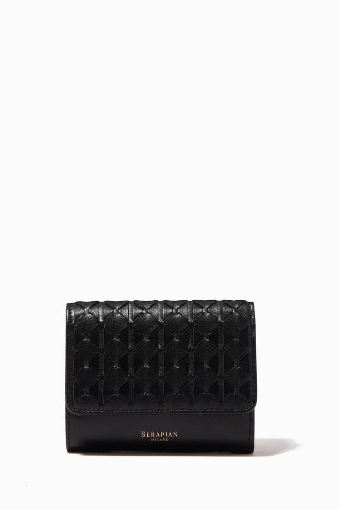 

Trifold Wallet in Mosaico Leather, Black