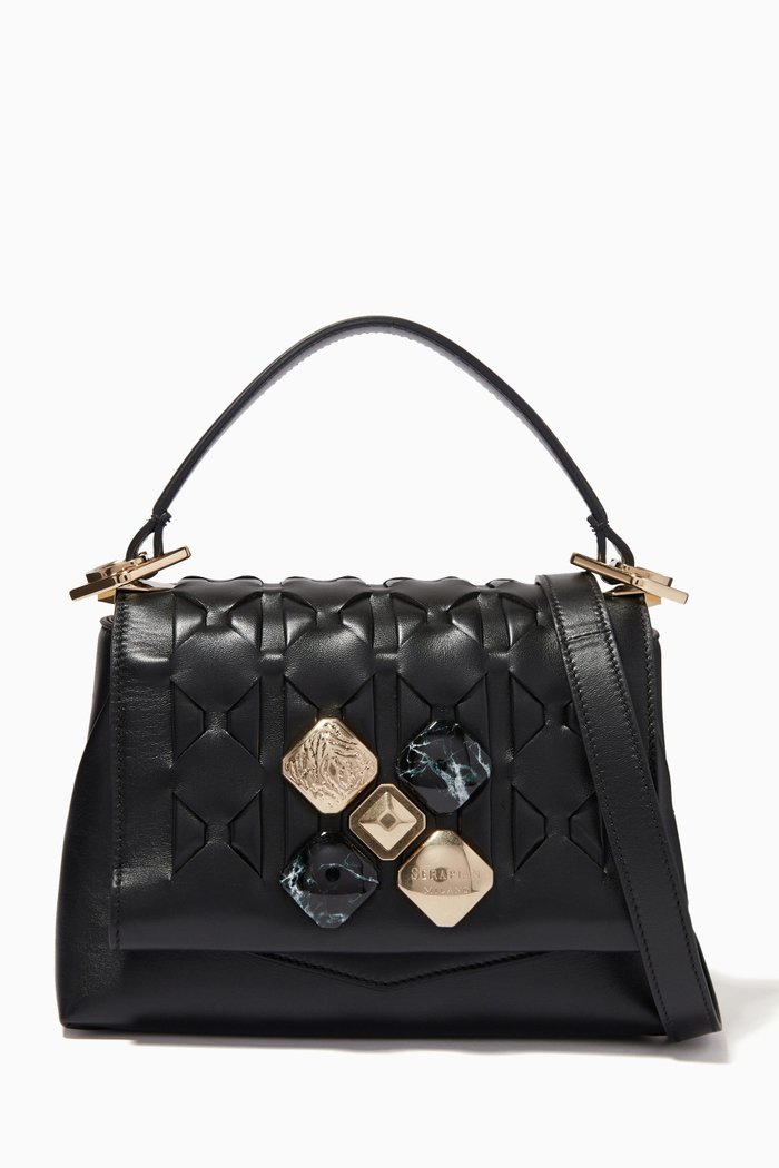 Small 1928 Bag in Mosaico Leather, Black