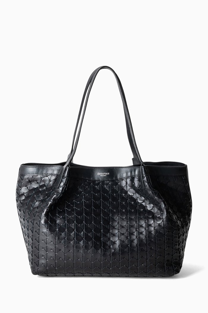 

Small Secret Bag in Mosaico Leather, Black