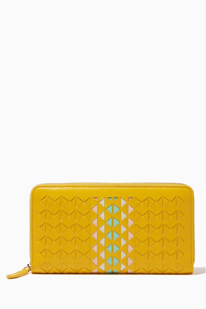 Zip Around Wallet in Mosaico Leather, Multicolour