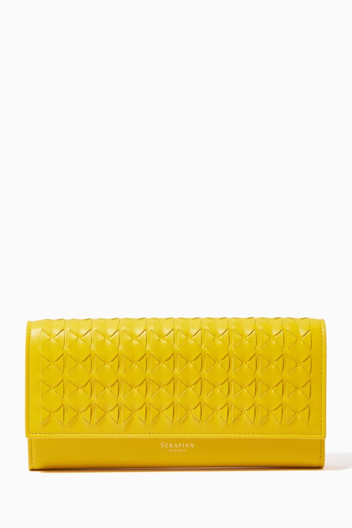 

Continental Wallet in Mosaico Leather, Yellow