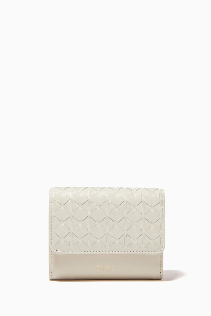 Trifold Wallet in Mosaico Leather, Neutral
