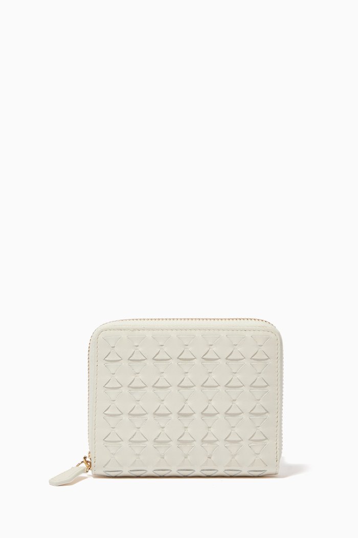 Mini Zip Wallet in Mosaico Leather, Neutral