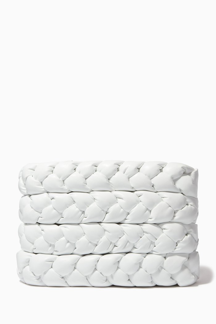 

Lucia Braided Clutch in Vegan Leather, White