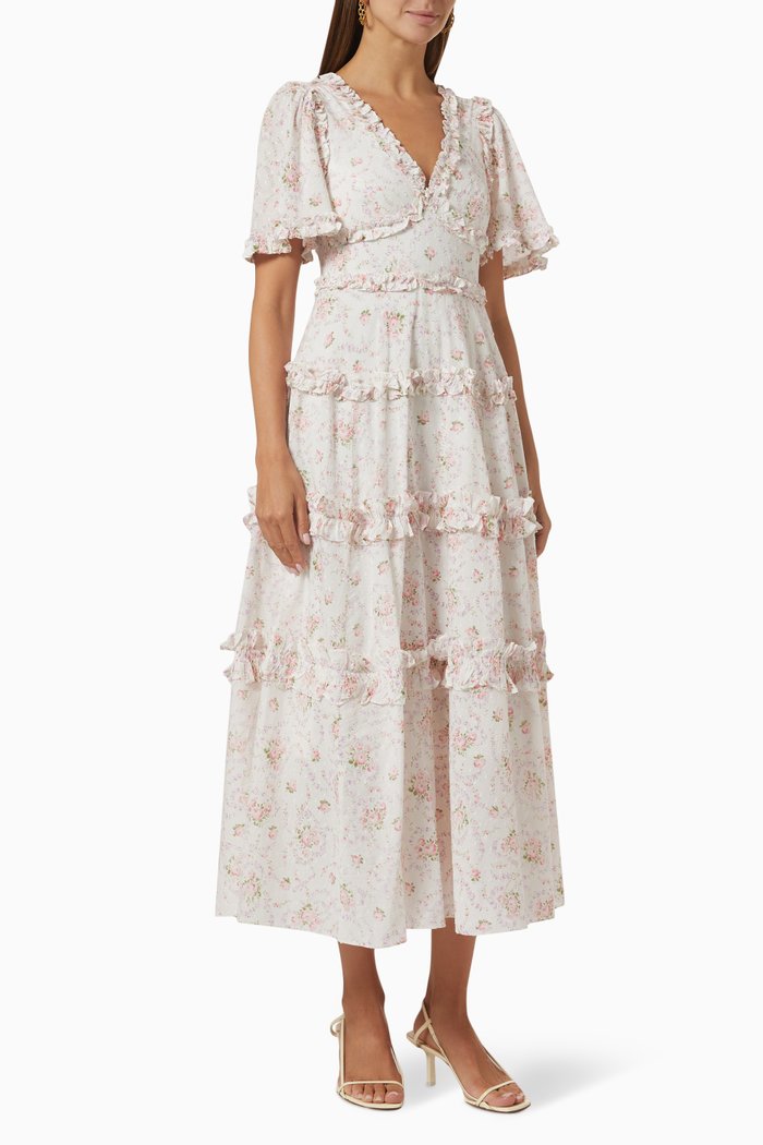 

Vintage Ditsy Midi Dress in Organic-cotton, Neutral
