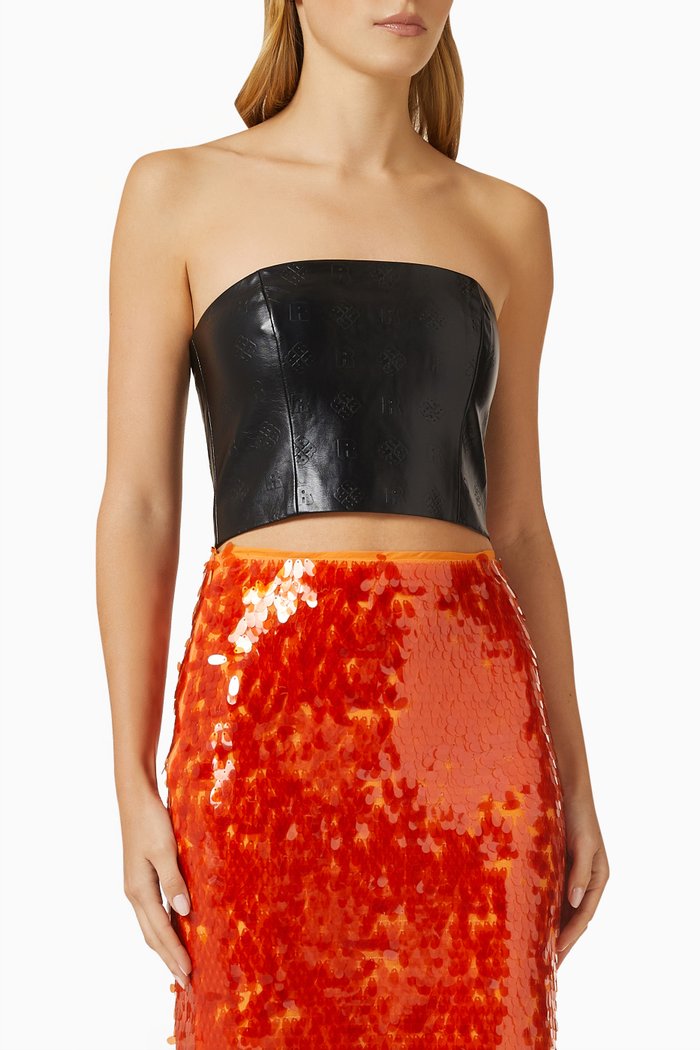 

Emili Tube Top in Logo Coated Fabric, Black