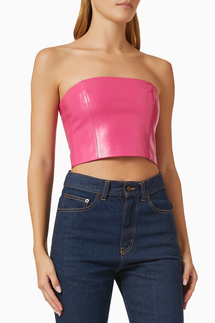 

Emili Tube Top in Logo Coated Fabric, Pink