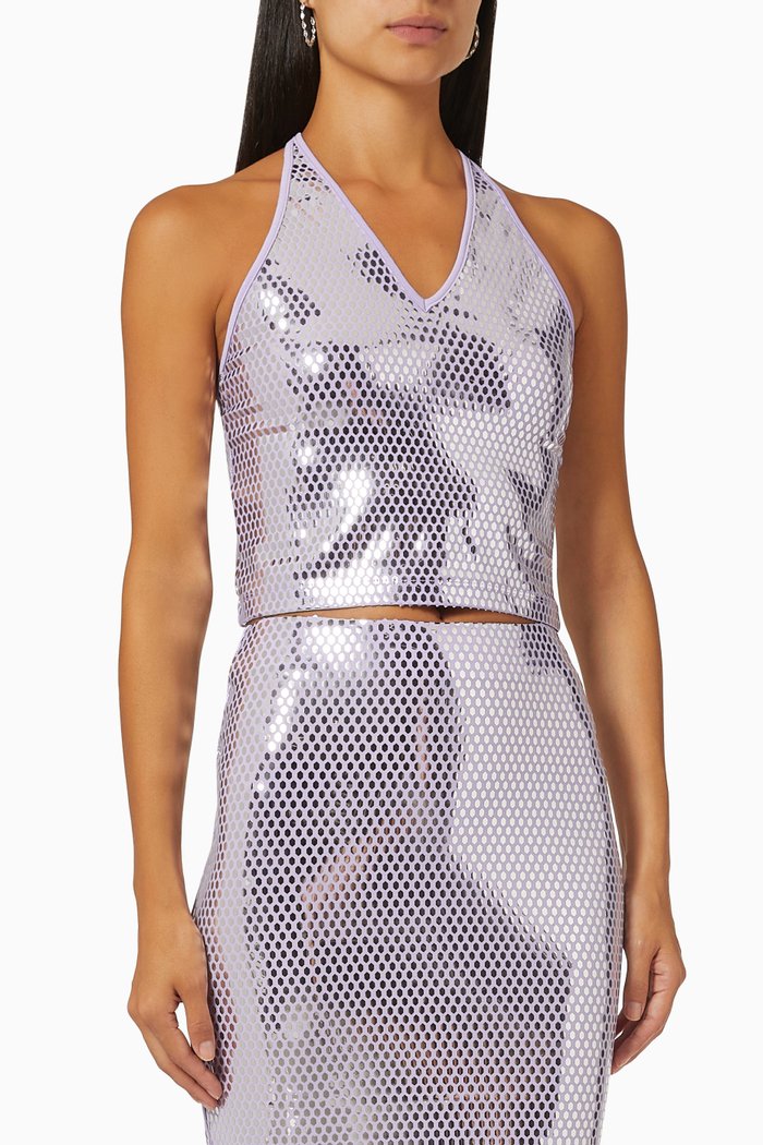 

Kia Halter Sequin Top, Purple