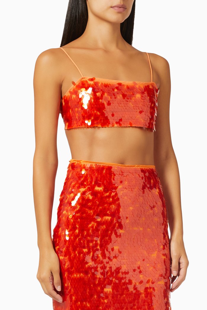 

Lotte Sequin Crop Top, Orange