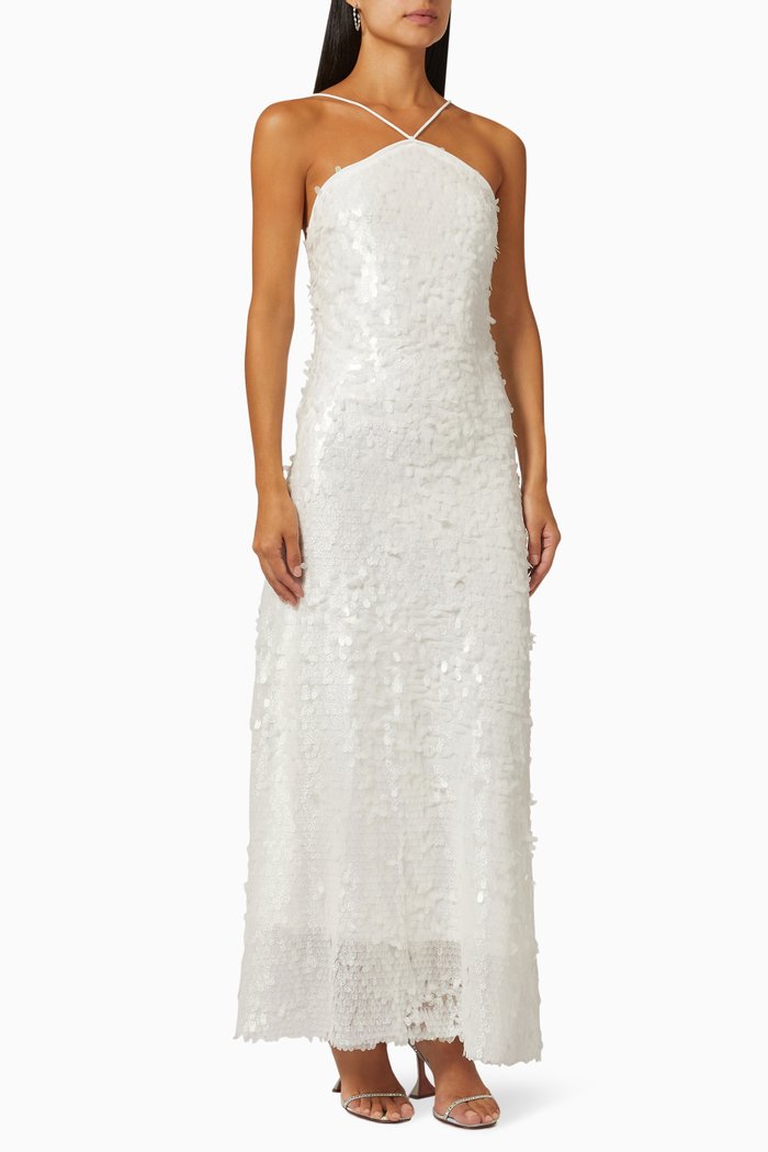 Nunni Sequin Maxi Dress, White