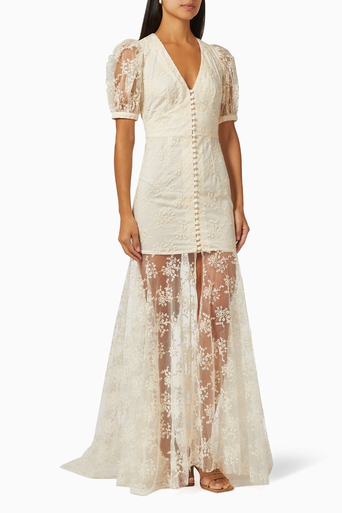 

Thora Maxi Dress in Lace, White