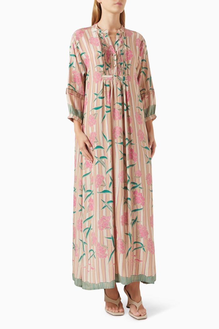 

Sammie Printed Maxi Dress in Silk, Pink