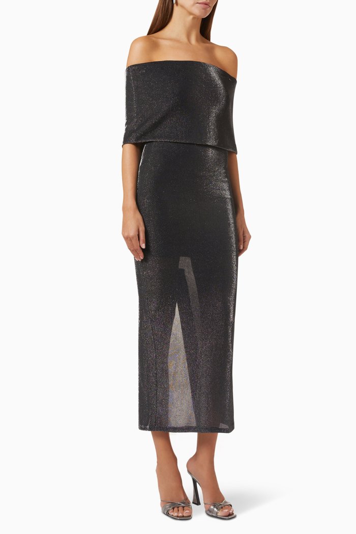 

Babette Midi Dress in Metallic Jersey, Black