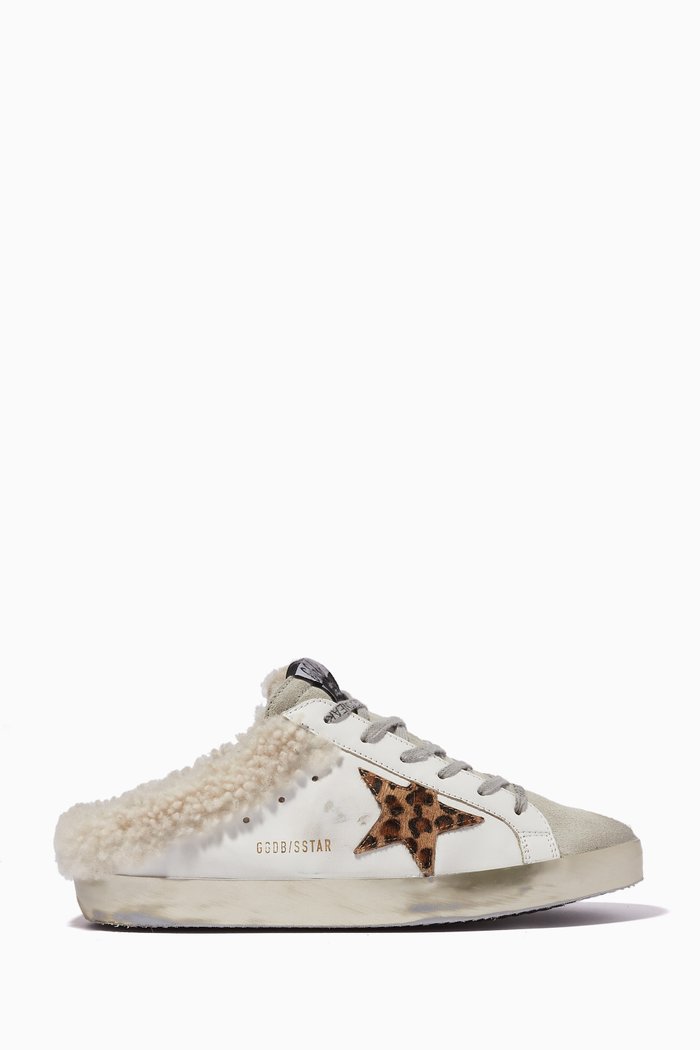 

Superstar Sabots in Leather & Shearling, White