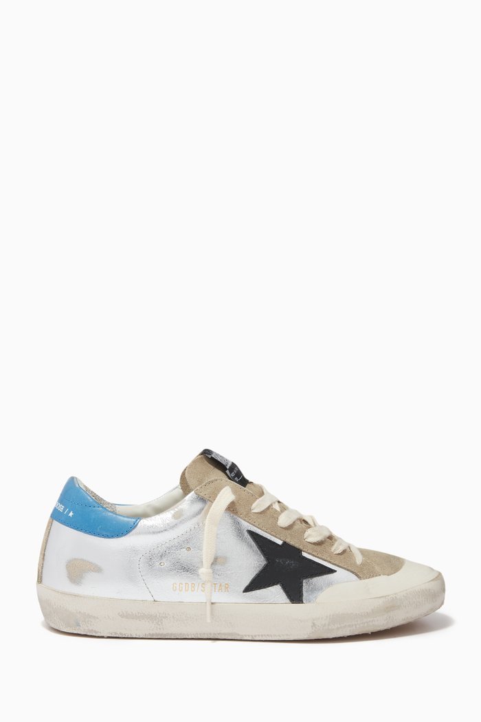 

Super-star Penstar Low-top Sneakers in Laminated-leather & Suede, Silver
