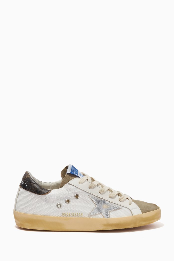 

Super Star Sneakers in Mesh & Suede, Silver