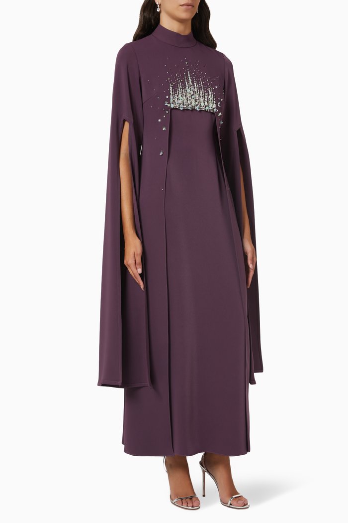 

Elise Embellished Cape Kaftan, Purple