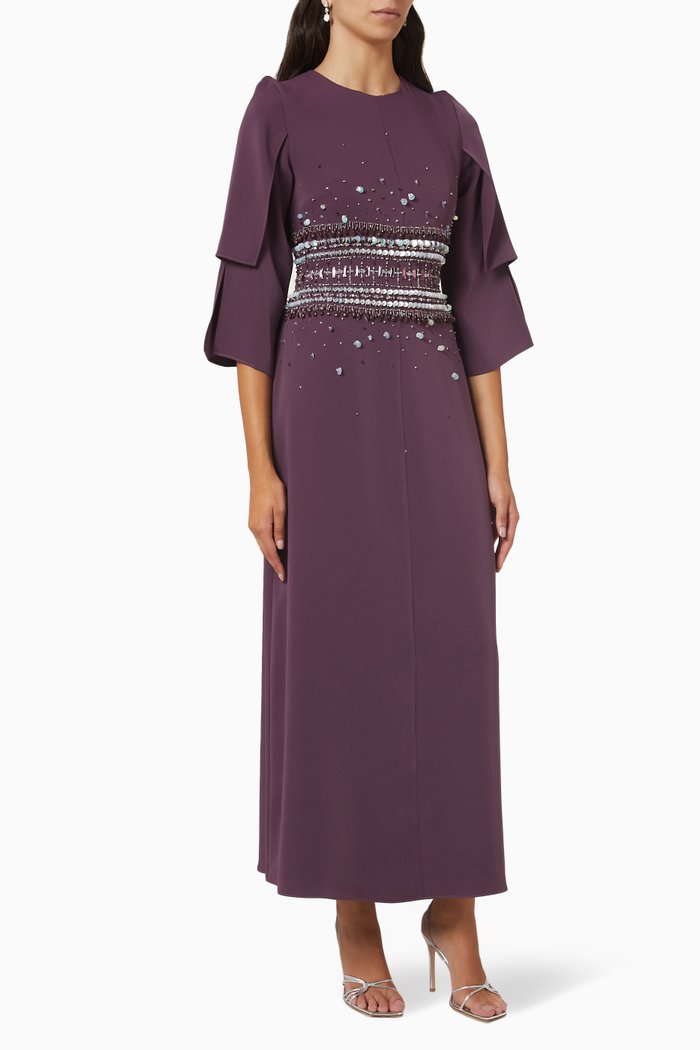 

Gene Embellished Belt Kaftan, Purple