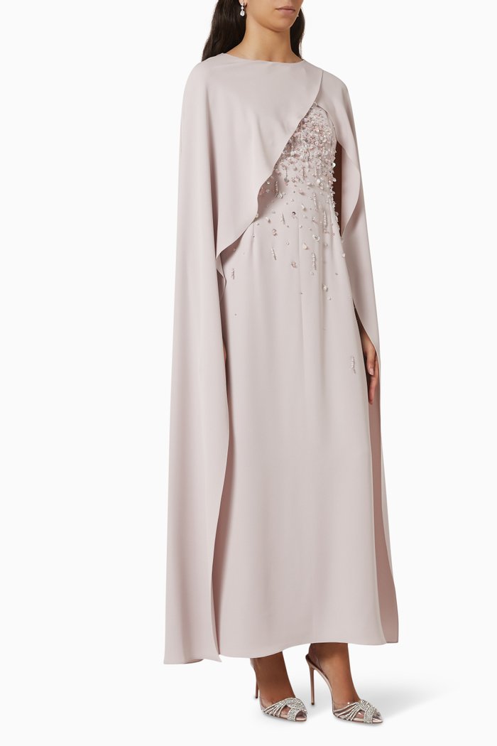 

Amy Asymmetric Cape Embellished Kaftan, Pink