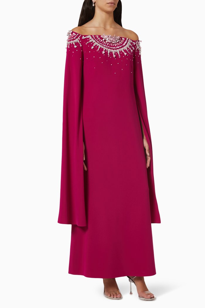 

Chloe Off-shoulder Embellished Kaftan, Pink