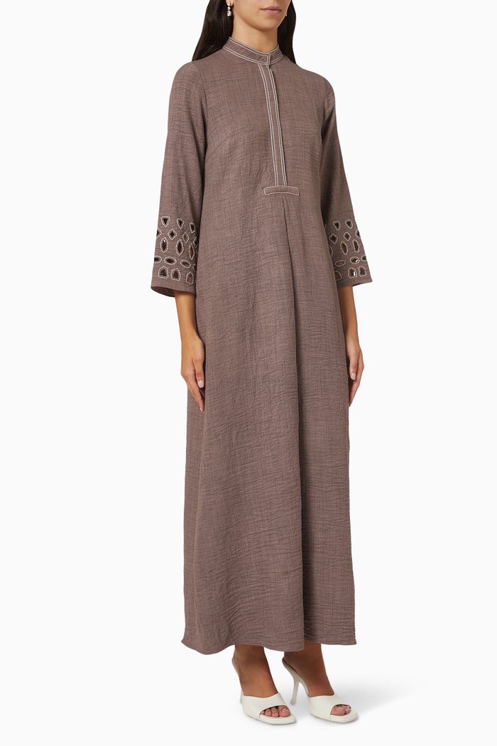 

Audry Laser Cut Kaftan, Brown