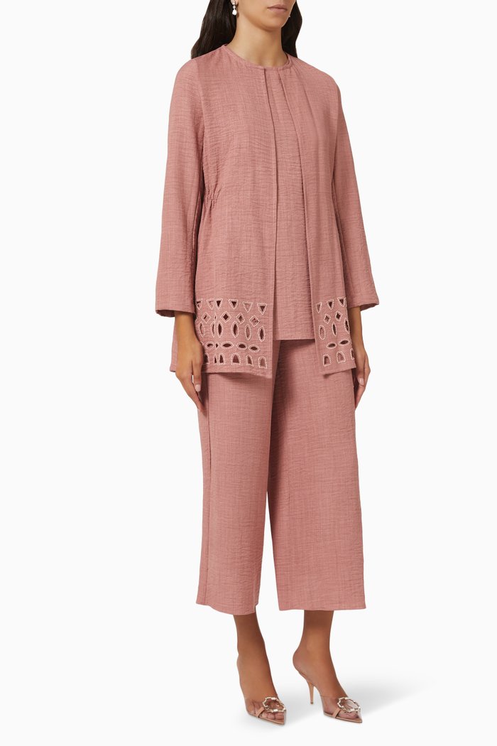 

Fay Laser Cut Jacket & Pants Set, Pink