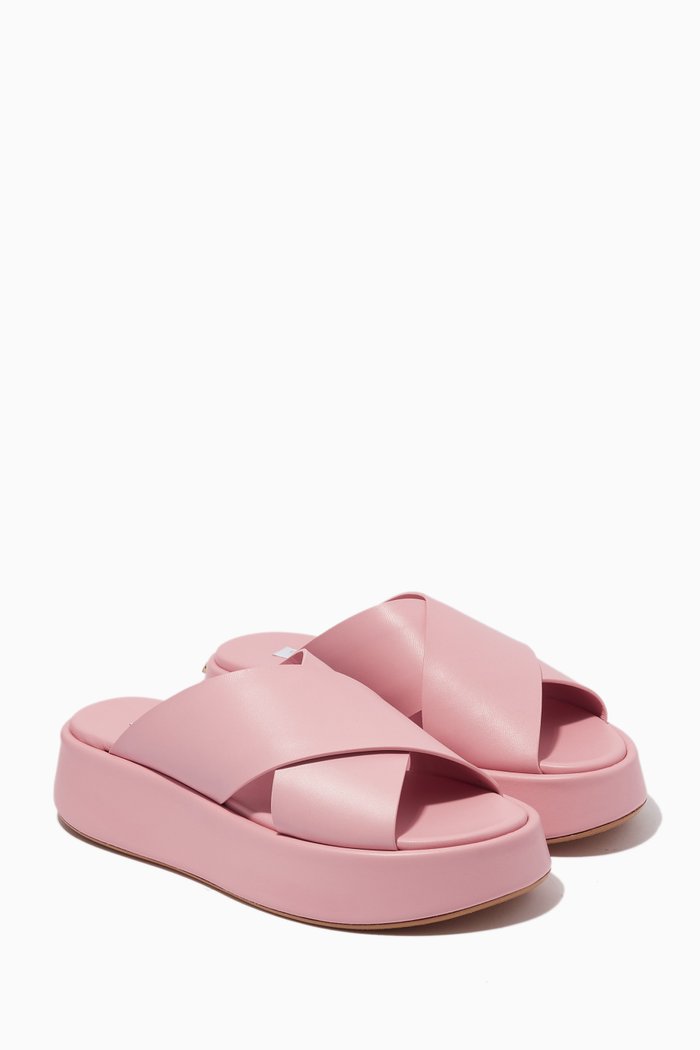 

Platform Sandals in Leather, Pink