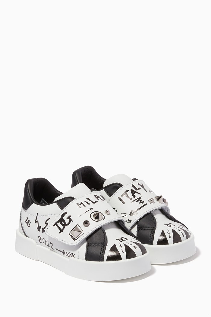 

DG Graffiti Sneakers in Leather, White
