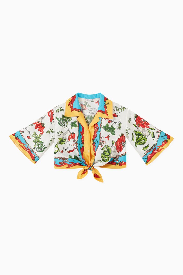 

Verdura Floral Shirt in Silk, Neutral