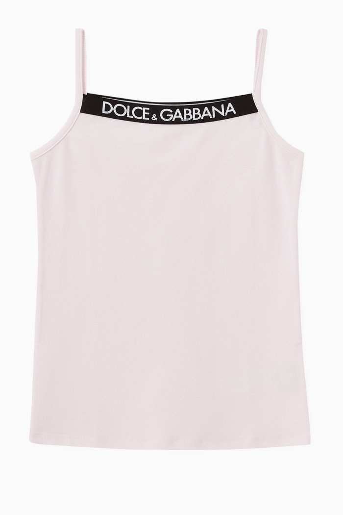 

Logo Tank Top in Stretch Cotton, Pink