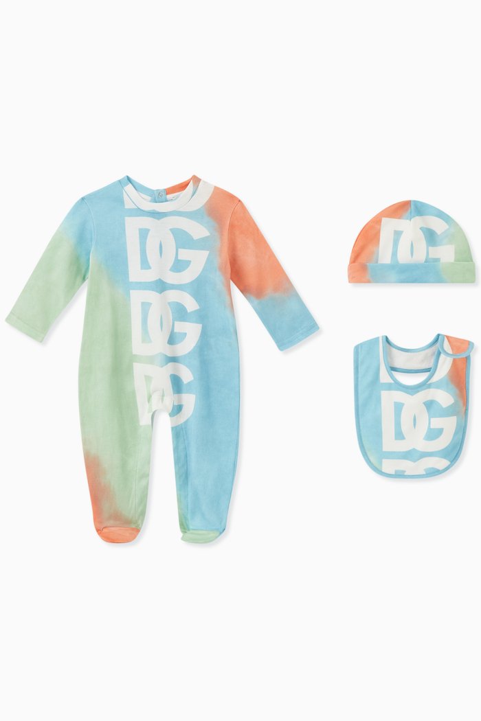 

Tie-dye Sleepsuit Gift Set in Cotton, Multicolour