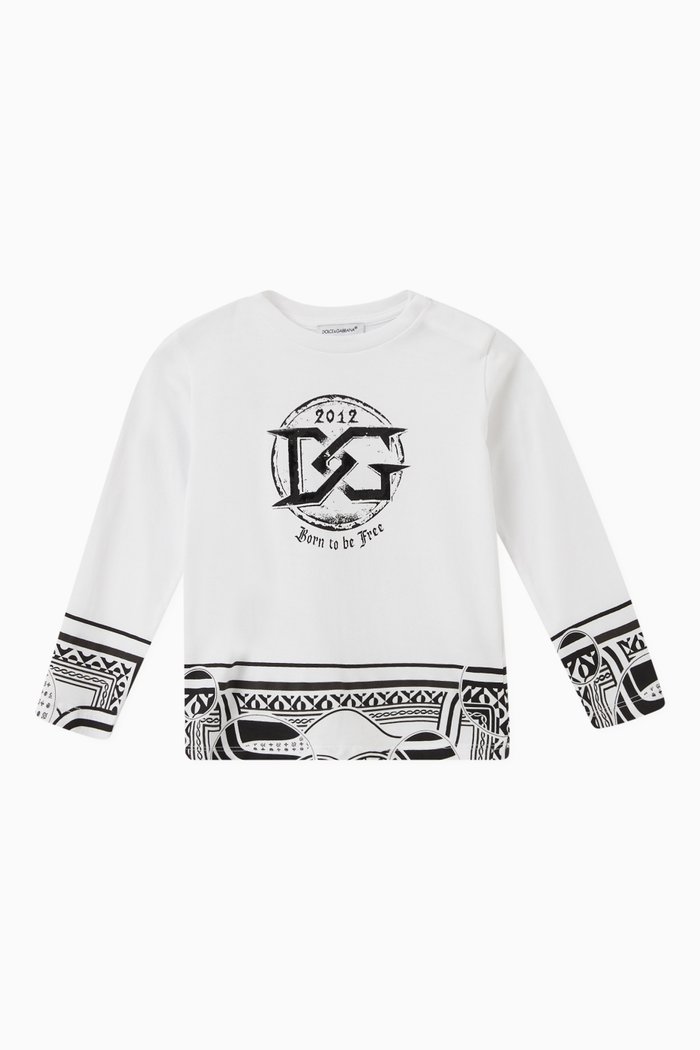 

Gothic Logo Long-sleeved T-shirt in Cotton, White
