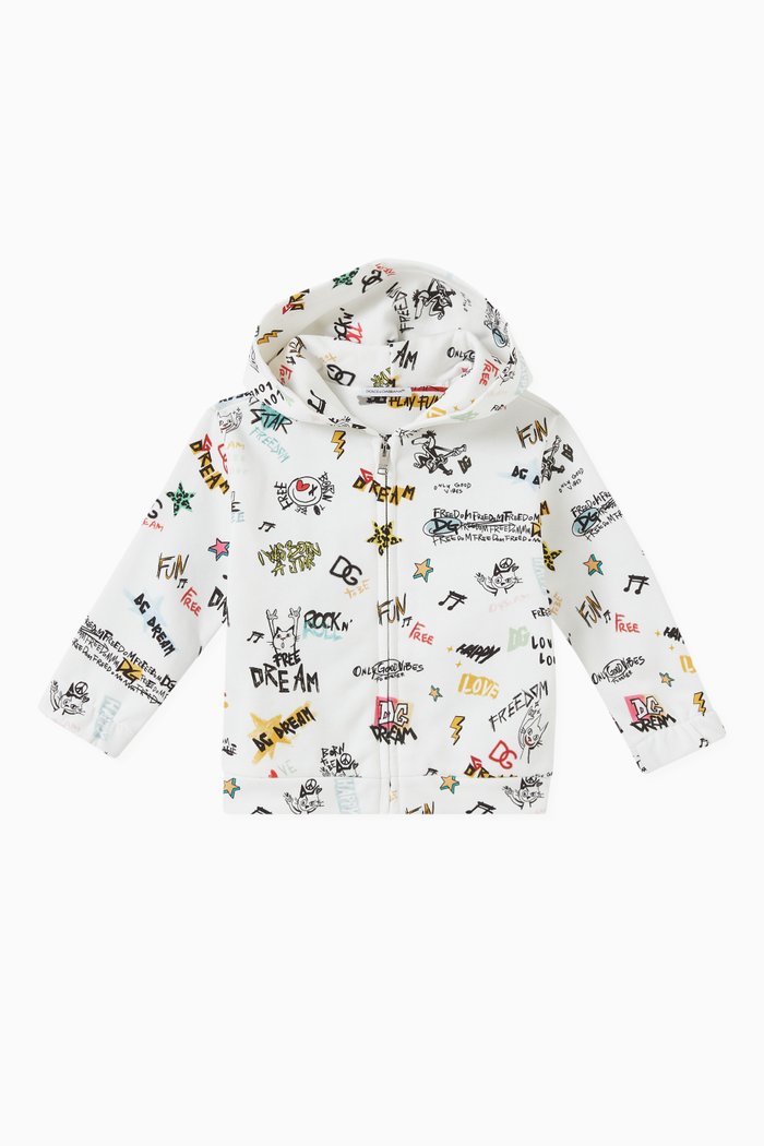 

Graffiti Hoodie in Cotton, White