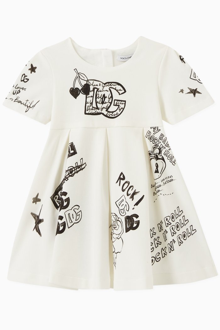 

DG Rock-print Dress in Cotton-interlock, White