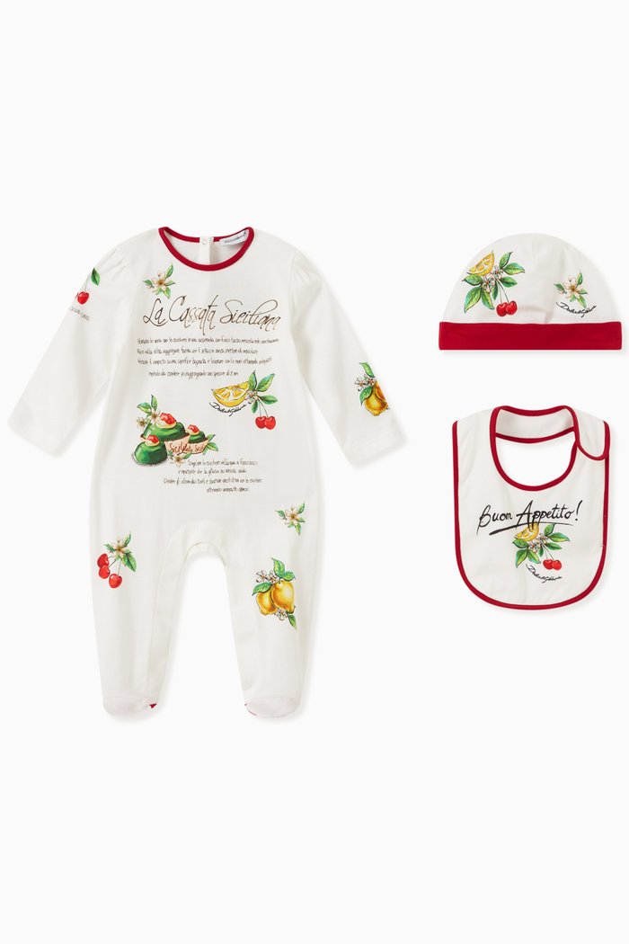 

Bodysuit, Bib & Beanie Gift Set in Cotton, White
