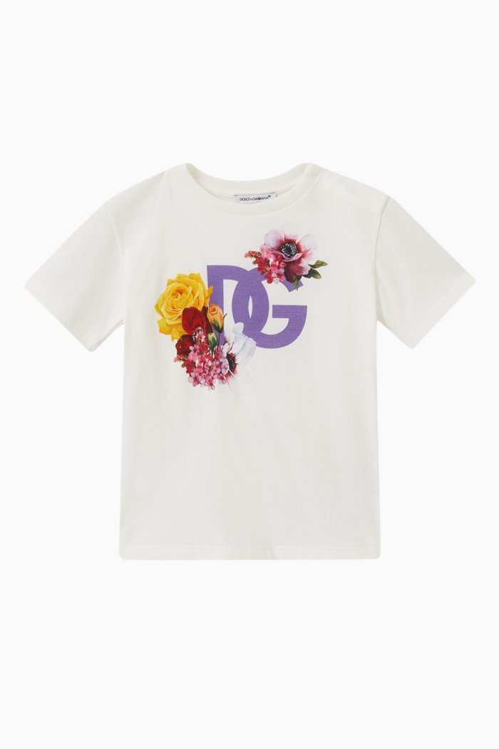 

Floral Logo T-shirt in Cotton, White