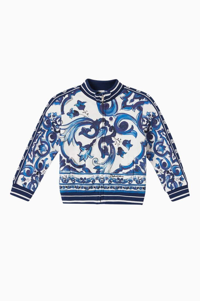 

Maiolica Zip Jacket in Cotton, Blue