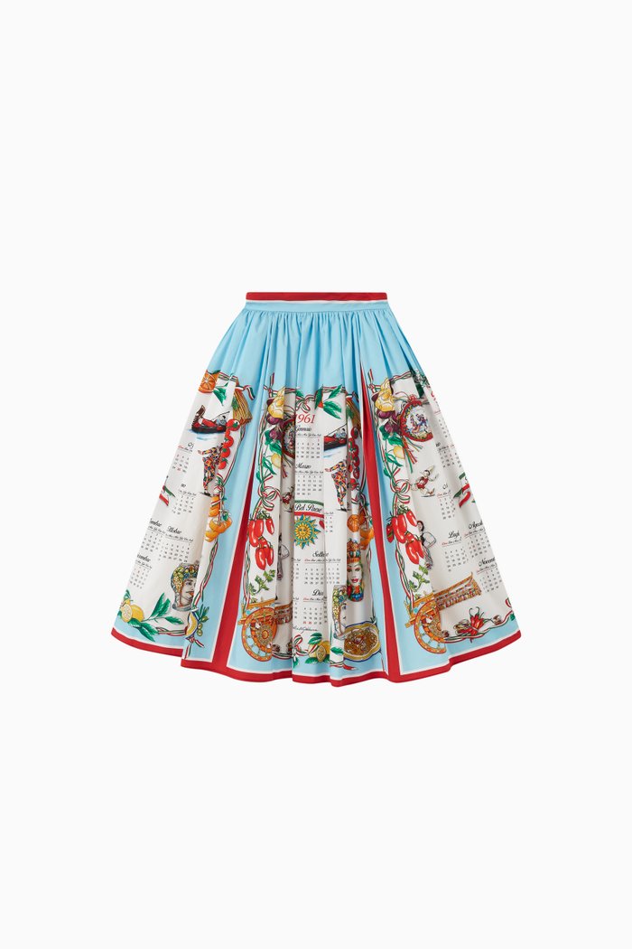 

Calendario Skirt in Cotton Poplin, Multicolour