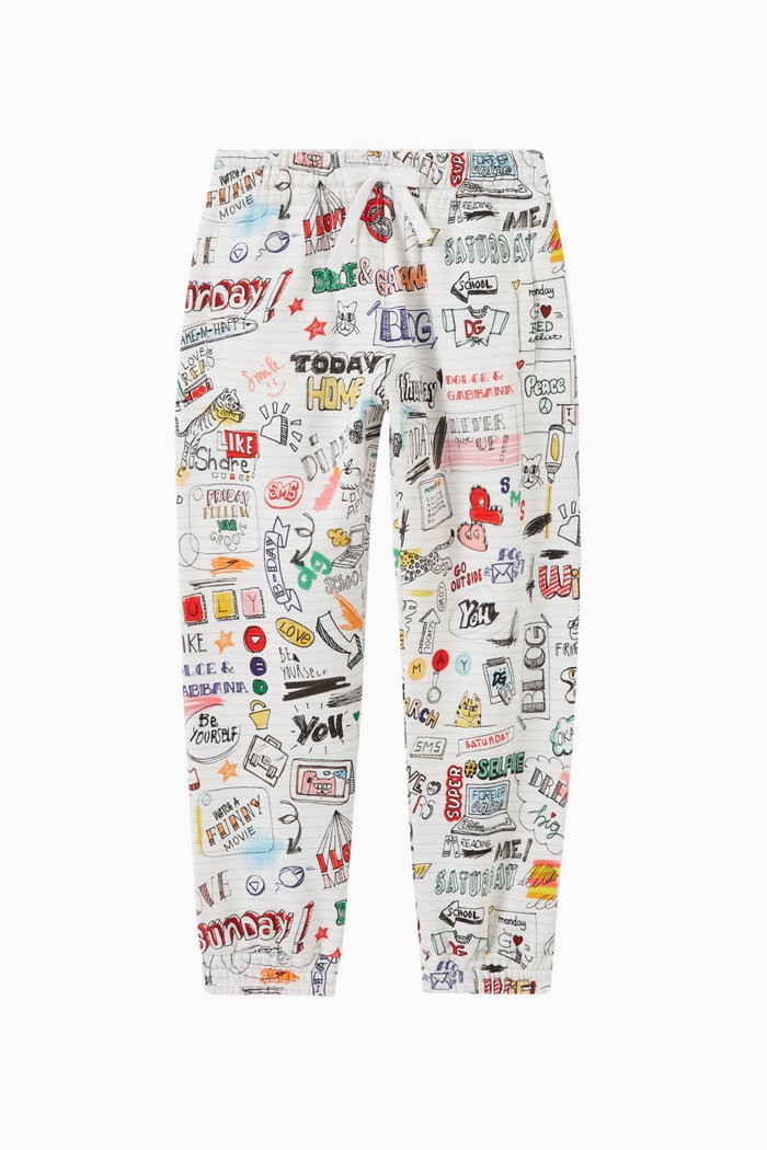 

Smemo-print Graffiti Sweatpants in Cotton-jersey, White