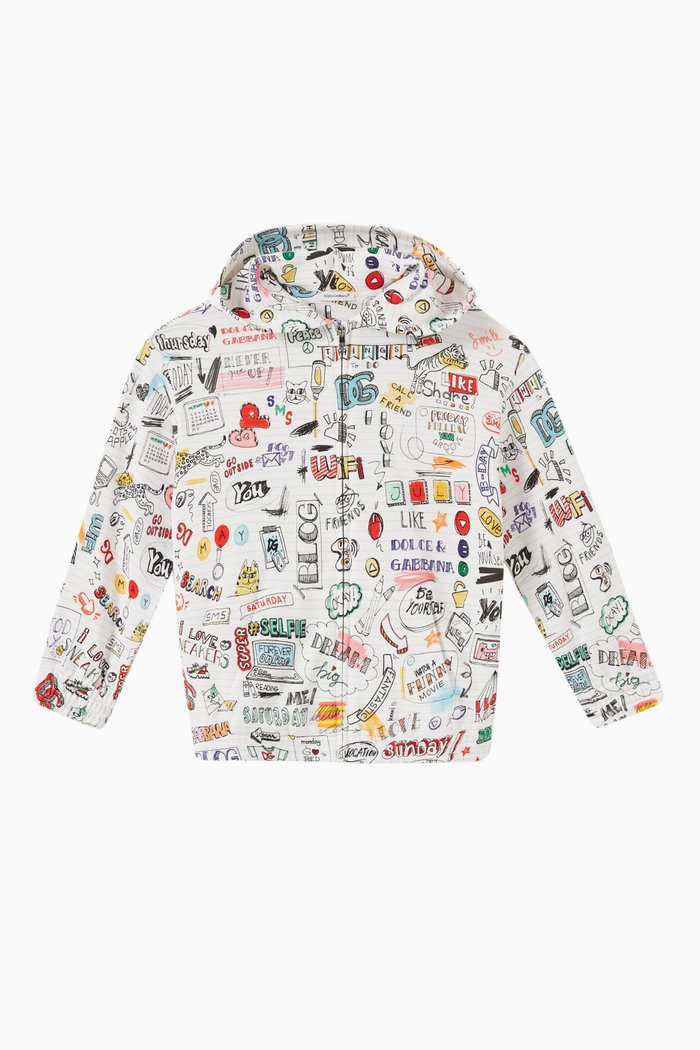 

Smemo-print Graffiti Zip-up Hoodie in Cotton-jersey, White