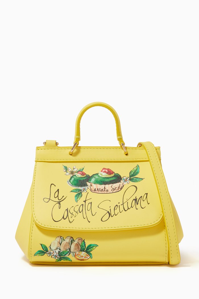 

Capri Print Mini Sicily Bag in Leather, Yellow