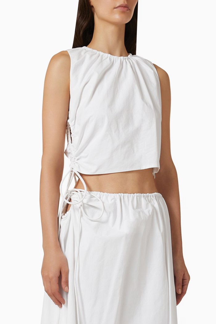 

Mason Laced Crop Top in Cotton Poplin, White