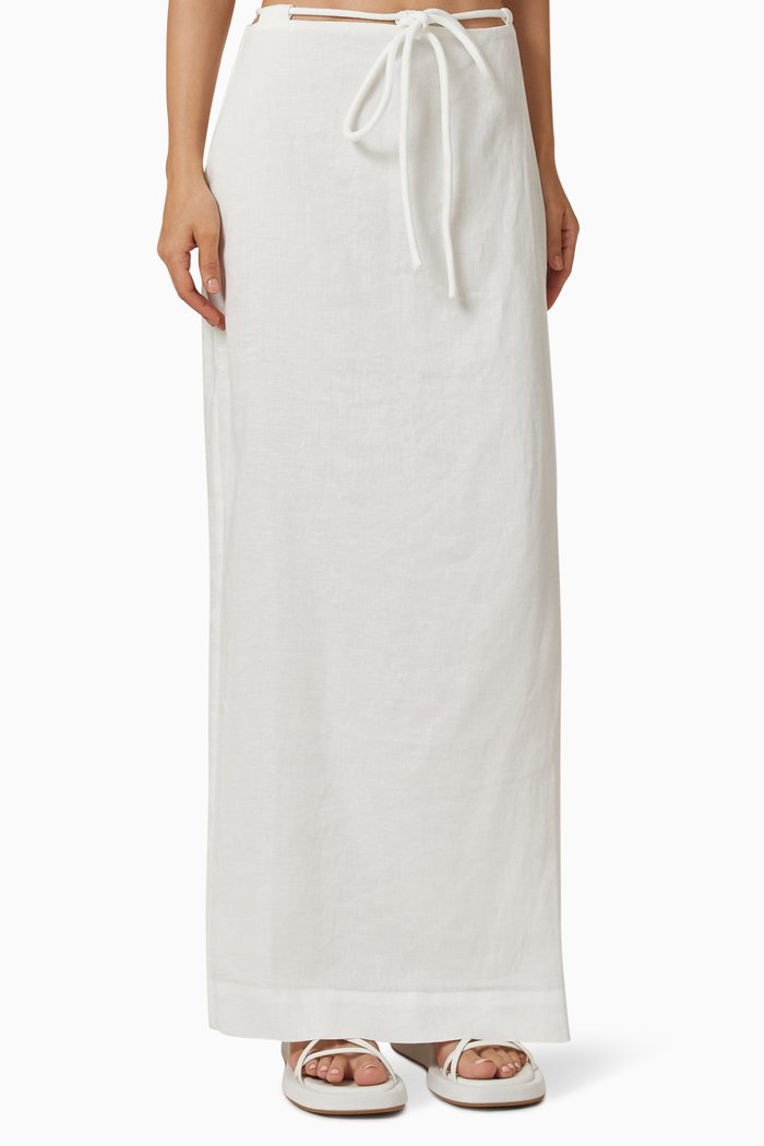 

Mayra Corded Skirt in Linen, White