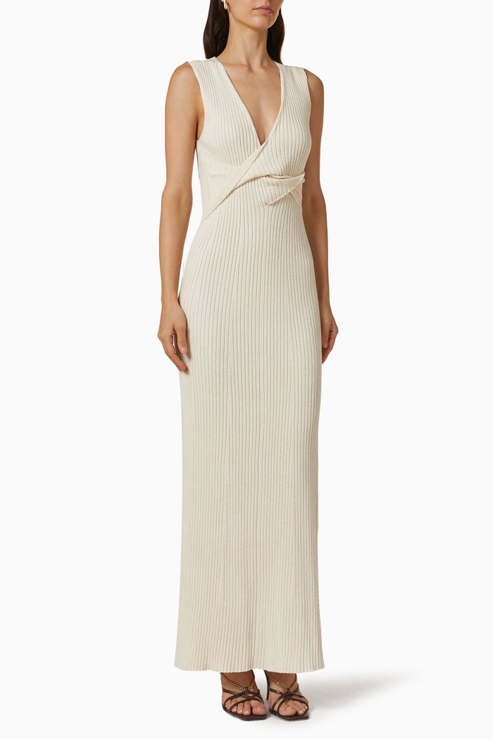 

Enes Twist Dress in Cotton Knit, Neutral
