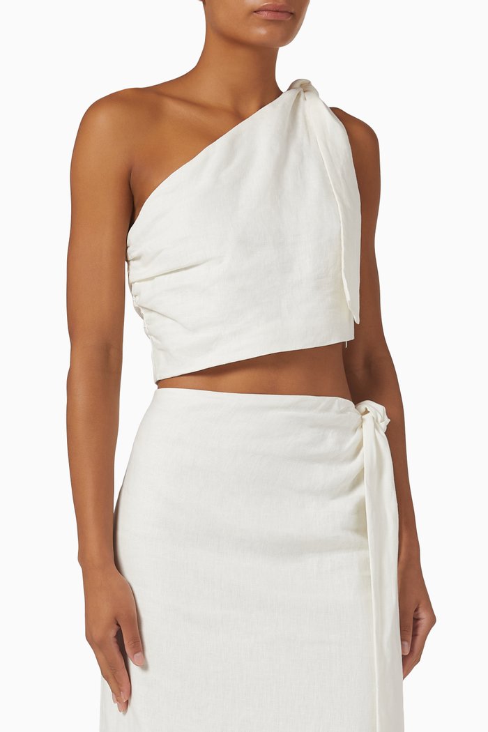 

Cinta Crop Top in Linen, White