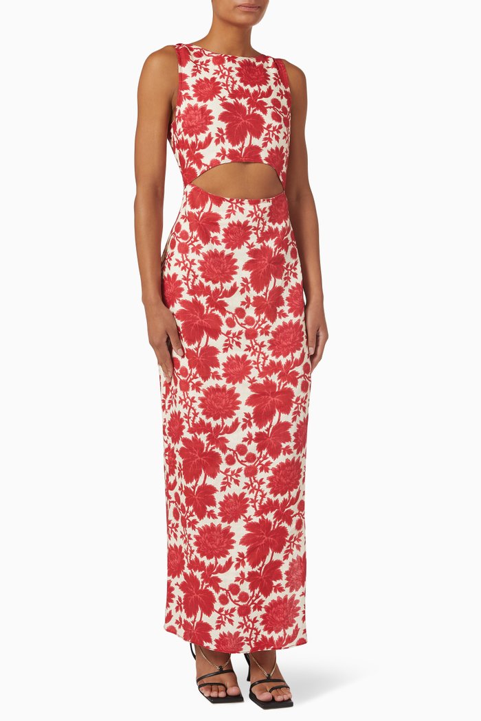 

Cinta Dress in Linen, Red
