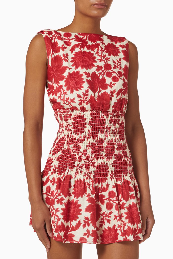 

Cinta Mini Dress in Linen, Red