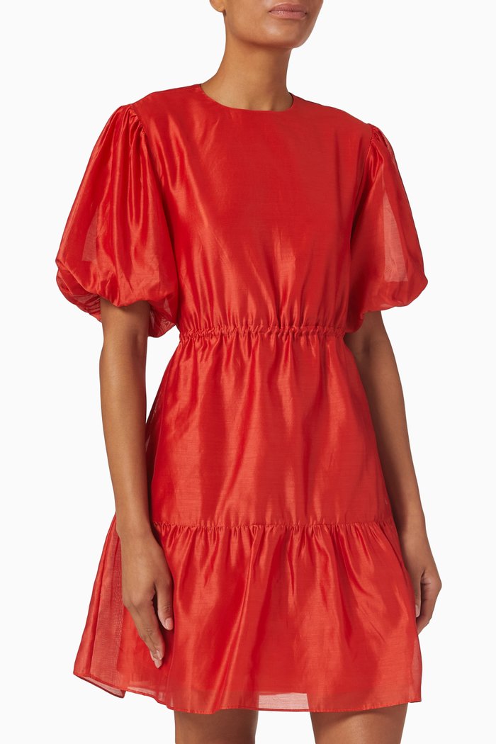 

Lucelia Dress in Silk Cotton Blend, Red