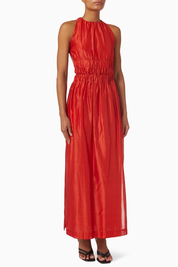 

Lucelia Dress in Silk Cotton Blend, Red