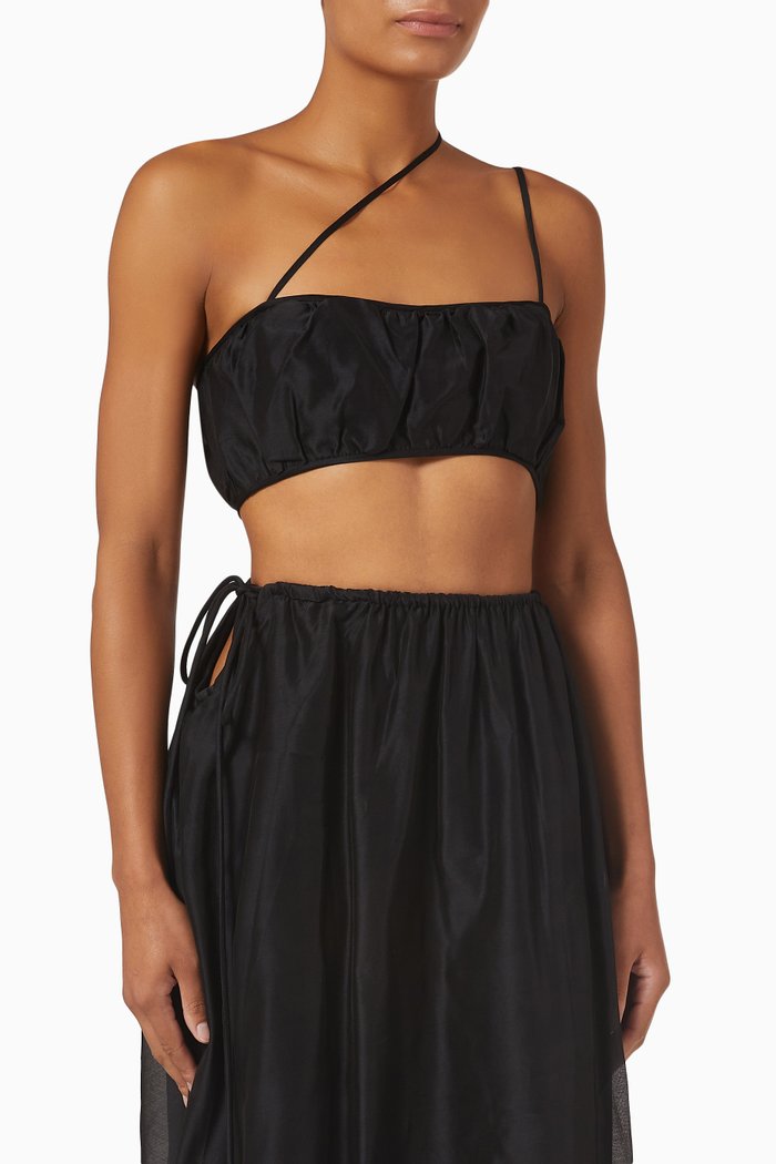 

Lucelia Crop Top in Silk Cotton Blend, Black